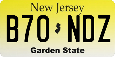 NJ license plate B70NDZ