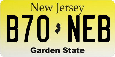 NJ license plate B70NEB