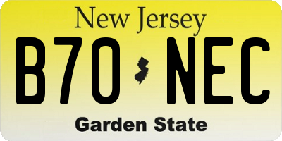 NJ license plate B70NEC