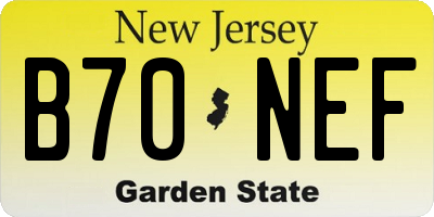 NJ license plate B70NEF