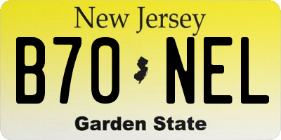 NJ license plate B70NEL
