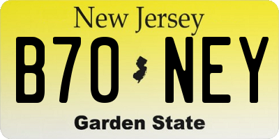 NJ license plate B70NEY