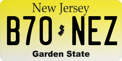 NJ license plate B70NEZ