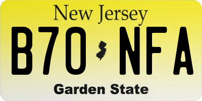 NJ license plate B70NFA
