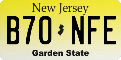 NJ license plate B70NFE