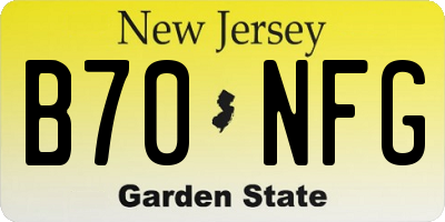 NJ license plate B70NFG