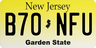 NJ license plate B70NFU