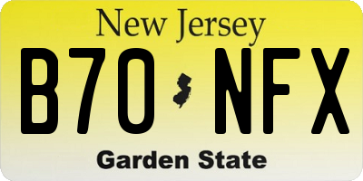 NJ license plate B70NFX