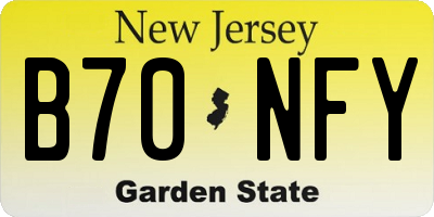 NJ license plate B70NFY