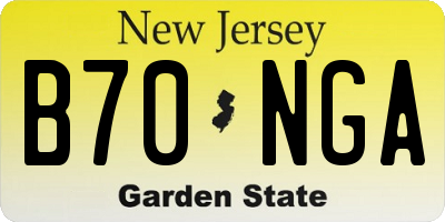 NJ license plate B70NGA
