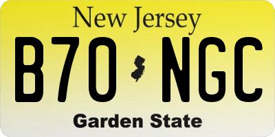 NJ license plate B70NGC