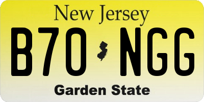 NJ license plate B70NGG