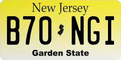 NJ license plate B70NGI
