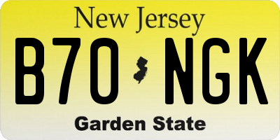 NJ license plate B70NGK