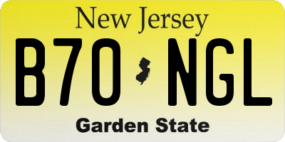 NJ license plate B70NGL