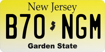 NJ license plate B70NGM