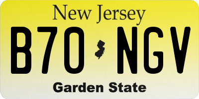 NJ license plate B70NGV