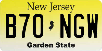 NJ license plate B70NGW