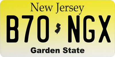 NJ license plate B70NGX