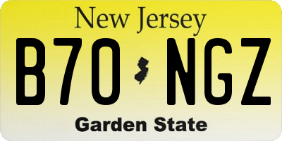 NJ license plate B70NGZ