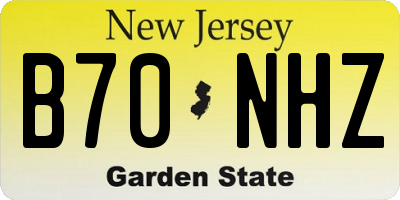 NJ license plate B70NHZ