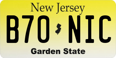 NJ license plate B70NIC