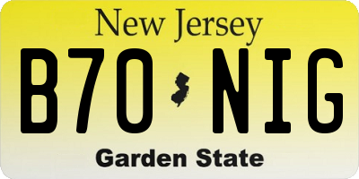 NJ license plate B70NIG