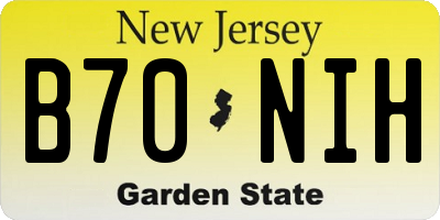 NJ license plate B70NIH
