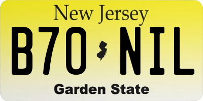 NJ license plate B70NIL