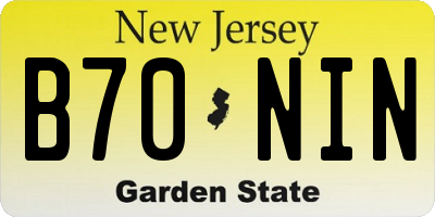 NJ license plate B70NIN