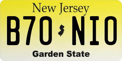 NJ license plate B70NIO