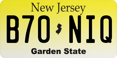 NJ license plate B70NIQ