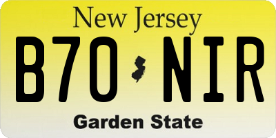 NJ license plate B70NIR