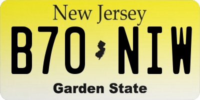 NJ license plate B70NIW