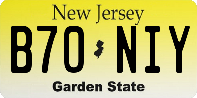 NJ license plate B70NIY