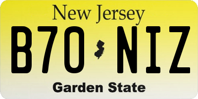 NJ license plate B70NIZ