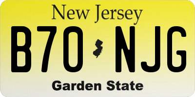 NJ license plate B70NJG