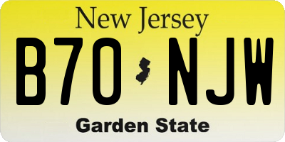 NJ license plate B70NJW