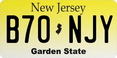 NJ license plate B70NJY