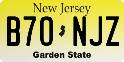 NJ license plate B70NJZ