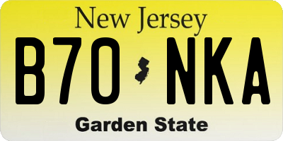 NJ license plate B70NKA