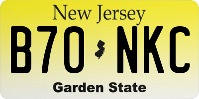 NJ license plate B70NKC