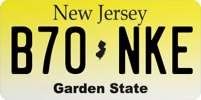 NJ license plate B70NKE