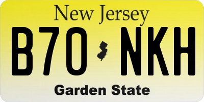NJ license plate B70NKH