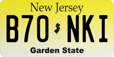 NJ license plate B70NKI