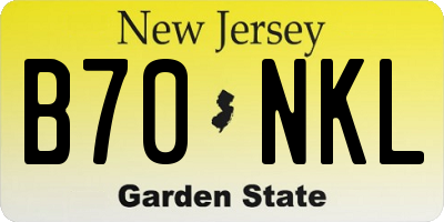 NJ license plate B70NKL