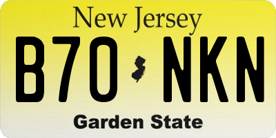 NJ license plate B70NKN