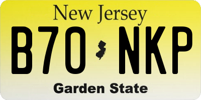 NJ license plate B70NKP