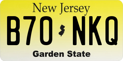 NJ license plate B70NKQ
