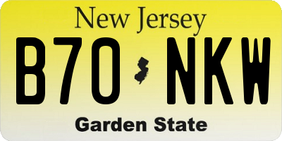 NJ license plate B70NKW